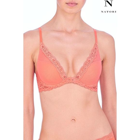 NATORI NWT $68 FEATHERS PLUNGE CANTALOUPE T-SHIRT BASICS BRA. SIZE 36C - Picture 1 of 12